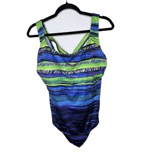 Great Lengths One Piece Swimsuit Womens 20W Colorful Swim Plus Size Resort Beach
